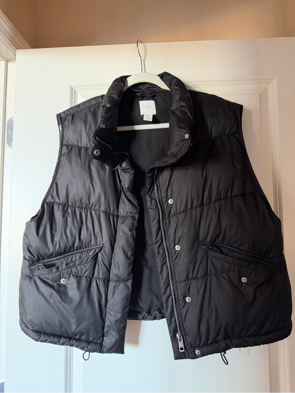 H&M Black Quilted Puffer Vest with High Collar